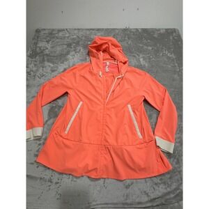 Lululemom Windbreaker Jacket Running Women's Size 8 Orange Vented Hooded EUC‎